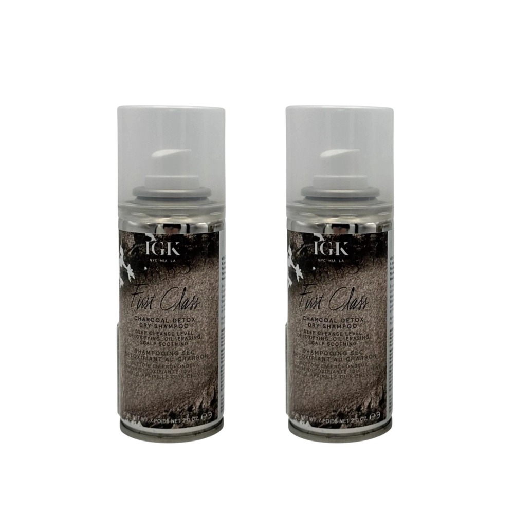 IGK First Class Charcoal Detox Dry Shampoo 2 oz Each Mini Travel Size Lot of 2